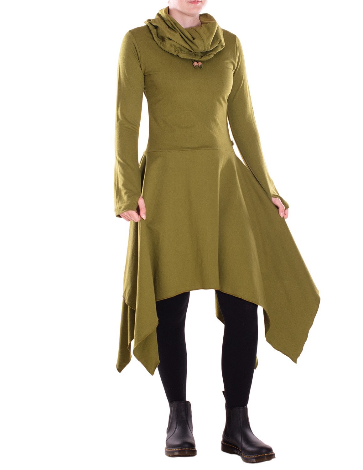 Vishes Zipfelkleid Damen Wadenlanges Kleid Baumwolle günstig online kaufen