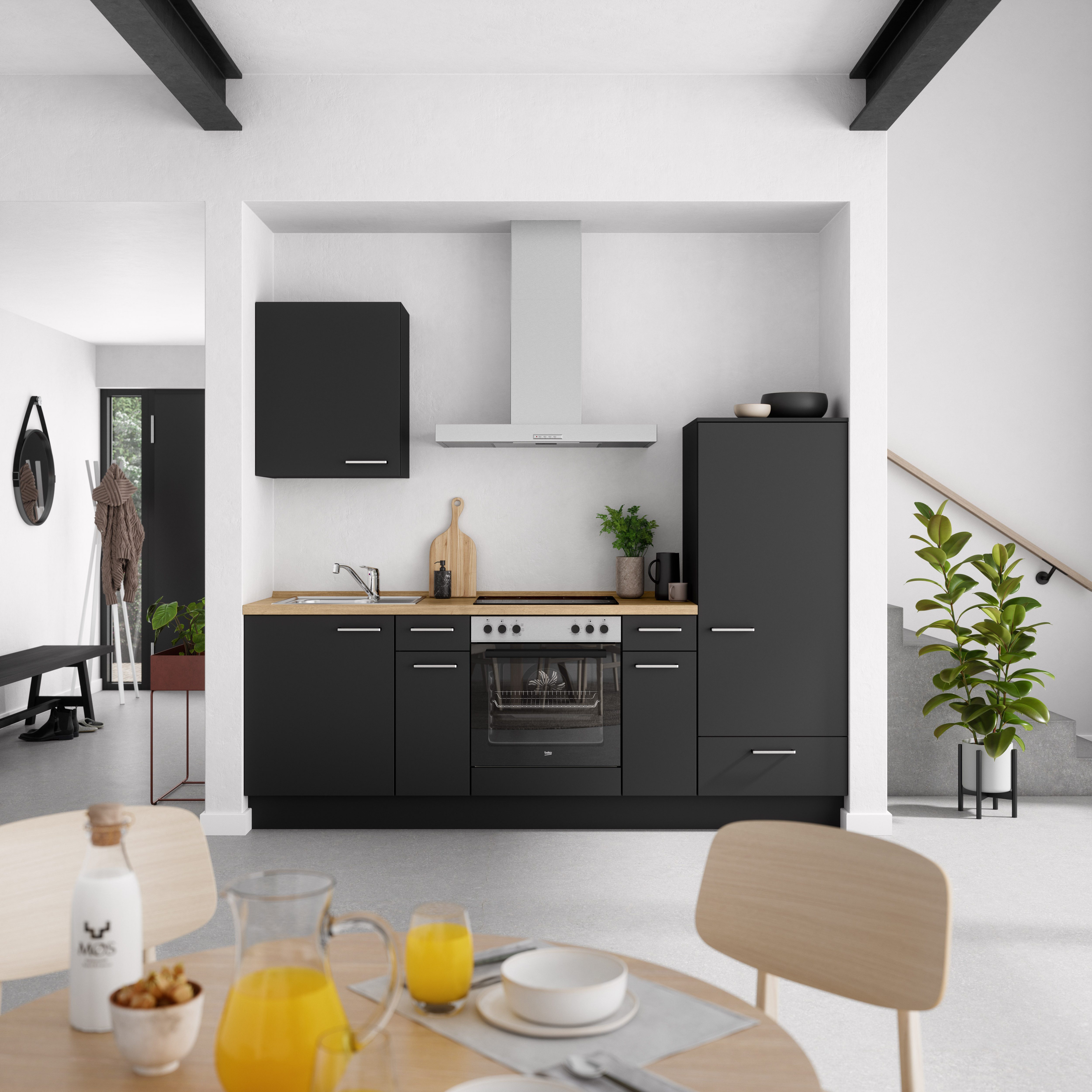 nobilia® Küchenzeile "Touch I", NEU: individuell anpassbar mit gratis Profi-Beratung, vormontiert, Breite 240 cm, Ausrichtung wählbar, wahlw. mit E-Geräten
