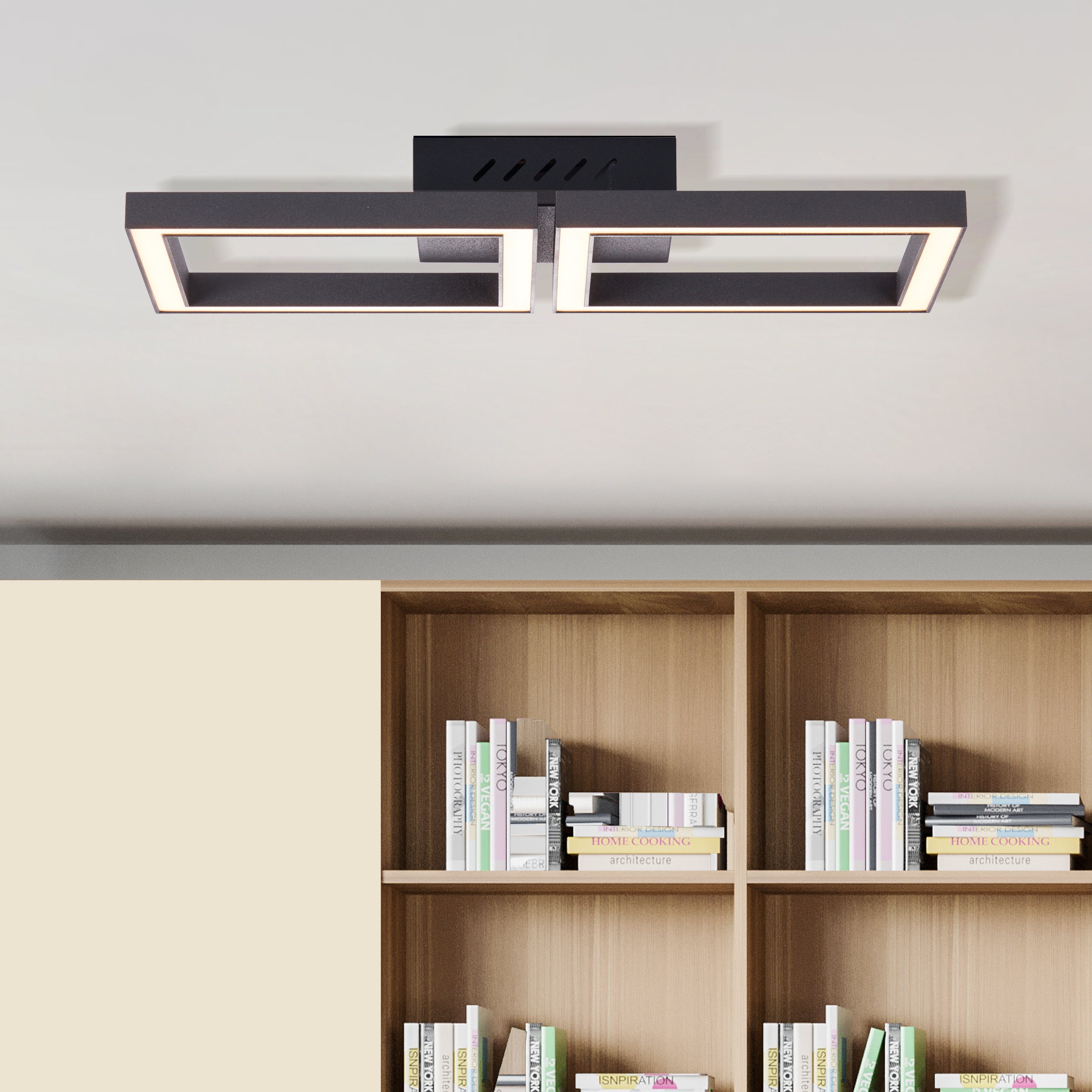 Lightbox LED Deckenleuchte, LED fest integriert, warmweiß, LED Wand- und Deckenlampe, 41 x20 cm, 24 W, 2400 lm, 3000 K