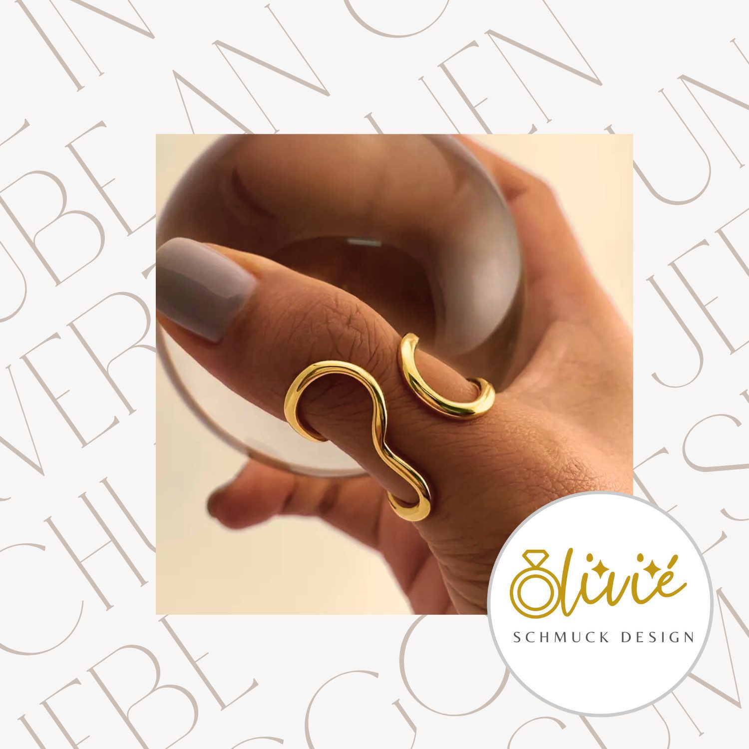 XCOAST Fingerring Verstellbarer Edelstahlring Gold im asymmetrischen Wellen-Design (1-tlg)