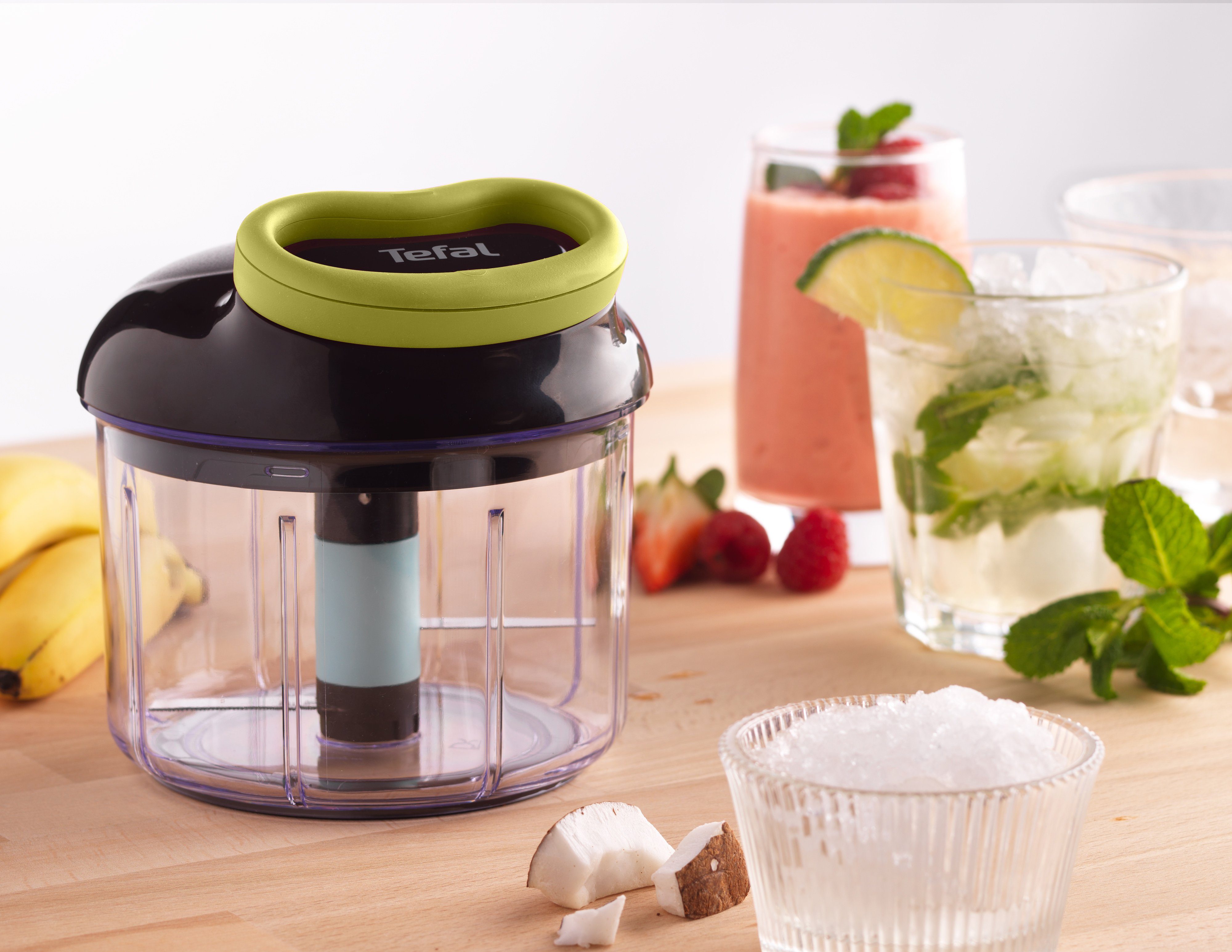 Tefal Gemüsehacker 5-Sekunden Zerkleinerer, 900ml, Edelstahlklingen, rutschfest, Ice-Crusher-, Püree, Schwarz/Grün
