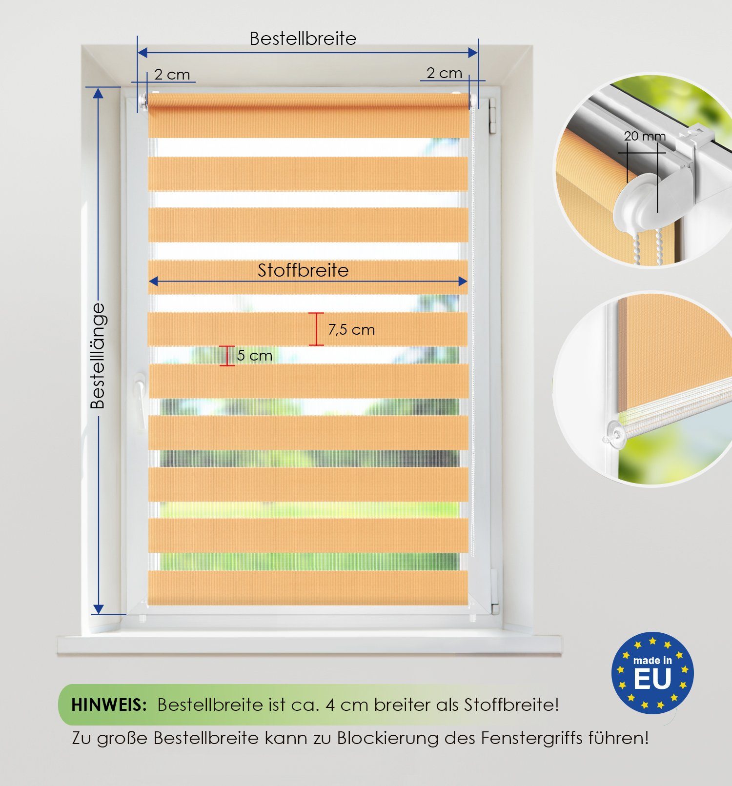 Doppelrollo ARD Rollo ohne Bohren, Rikmani, Klemm- oder Schraubmontage, Moderne Optik, Klemm- oder Schraubmontage, Sicht- und Sonnenschutz