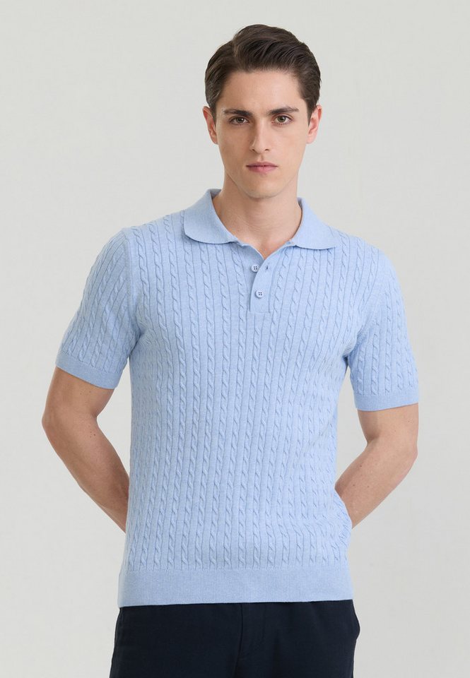 Felix Hardy Poloshirt Polo Shirt Kurzarm mit Zopfmuster