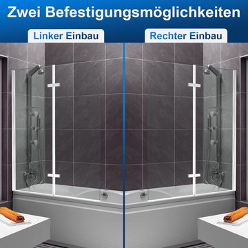 Bettizia Badewannenaufsatz Badewannenaufsatz ESG glas Faltbar Alu Nano Duschwand Breite 100-120cm