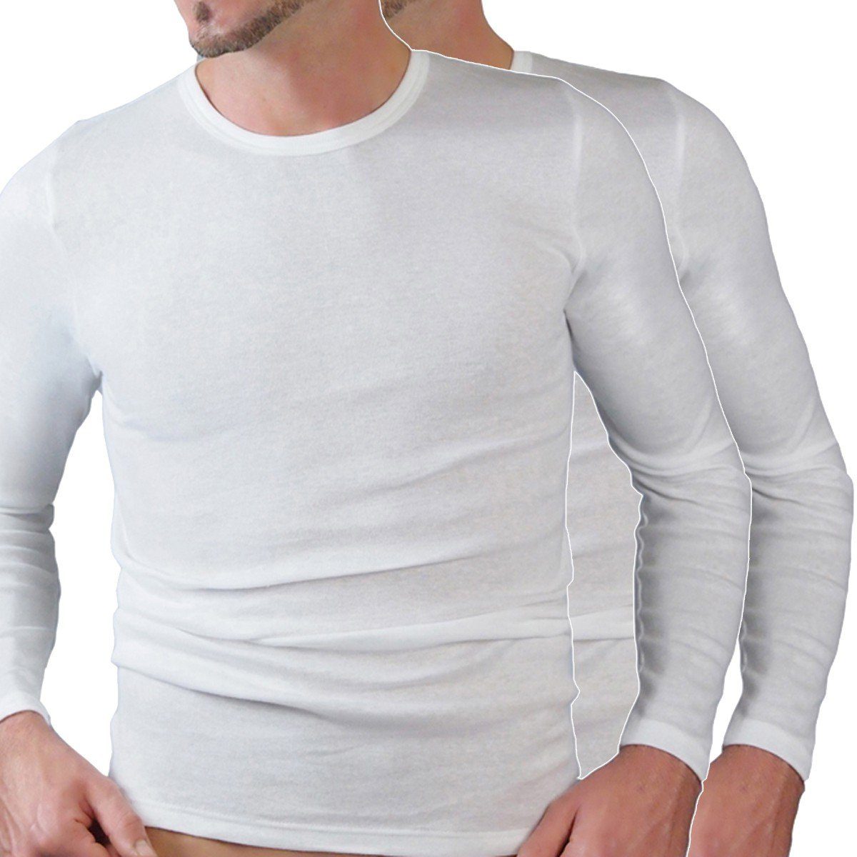 HERMKO Unterziehshirt 3640 2er Pack Herren langarm Shirt Longsleeve aus 100% Bio-Baumwolle – Bild 2 von 4