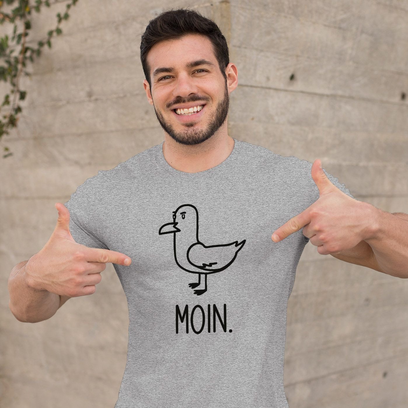 MoonWorks Print-Shirt Herren T-Shirt Frontprint Moin Möwe Geschenk für Nordlichter mit Print