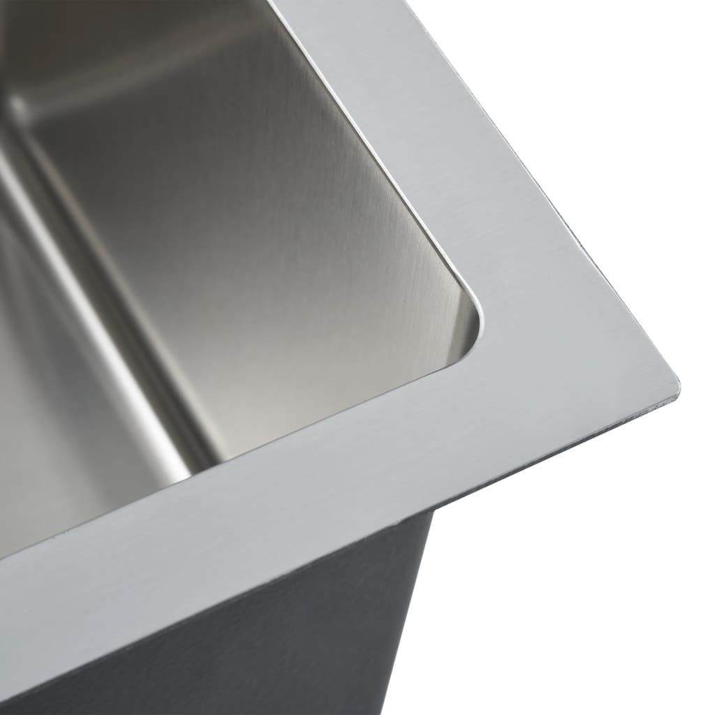 vidaXL Granitspüle Handgefertigte Küchenspüle Edelstahl, 29/44 cm – Bild 5 von 5