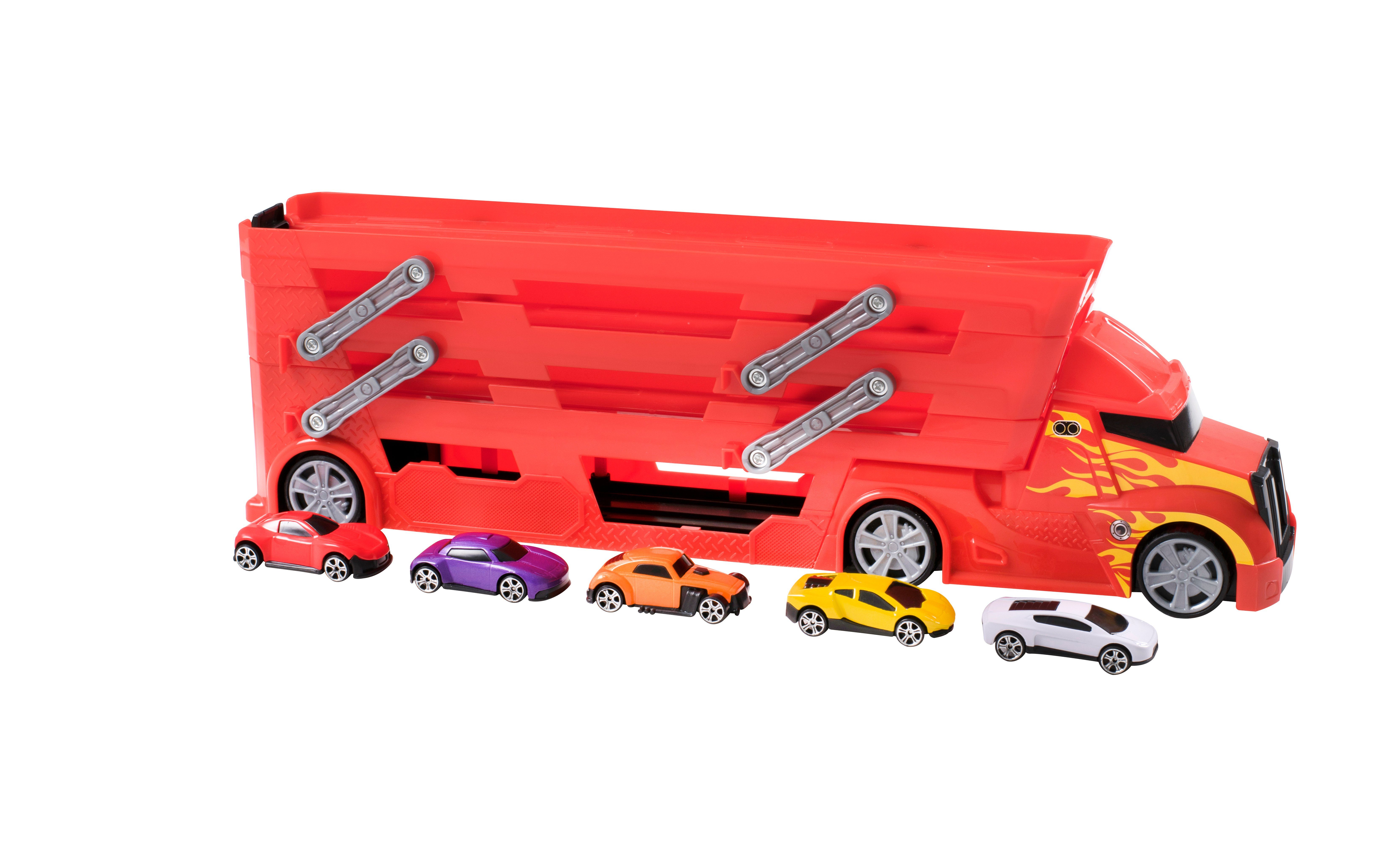 HotWheels - Super Transporter 60 mit 4 Spielzeugautos