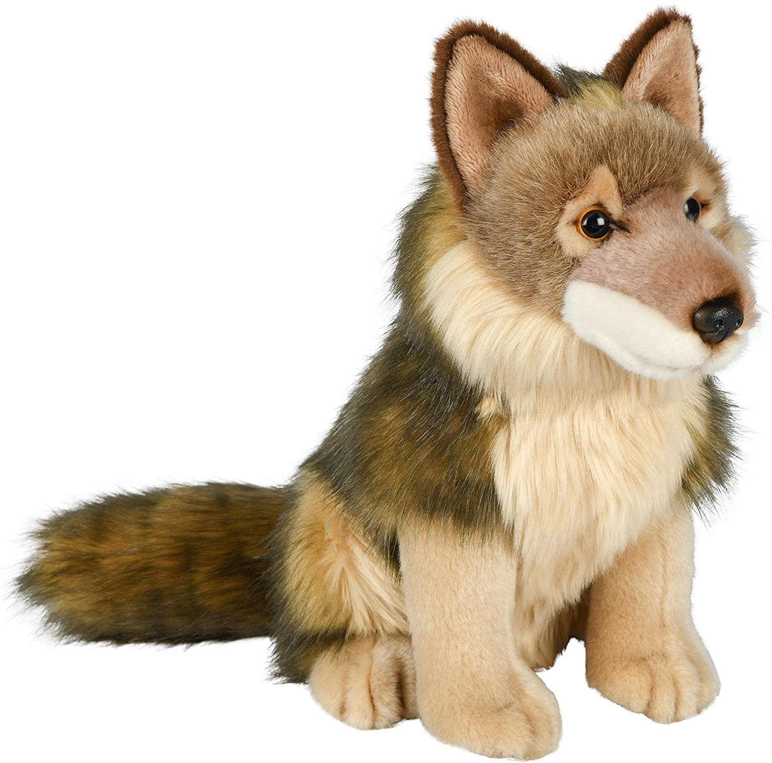 Uni-Toys Kuscheltier Wolf sitzend - 25 cm (Höhe) - Plüsch-Wolf, Lupus - Plüschtier, zu 100 % recyceltes Füllmaterial