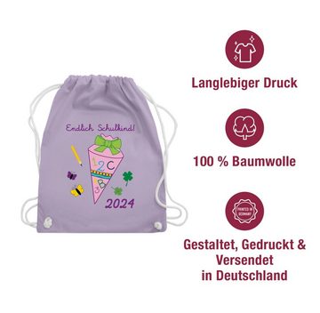 Shirtracer Turnbeutel Endlich Schulkind 2024 Mädchen, Schulanfang & Einschulung Geschenk Turnbeutel