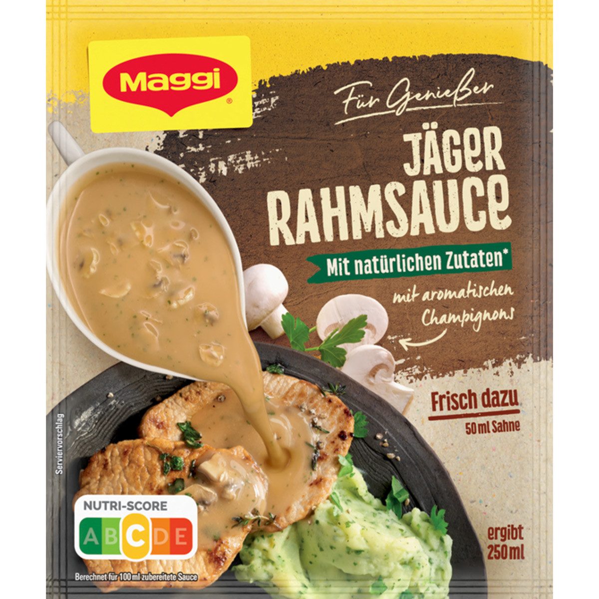 MAGGI Saucen, Maggi Für Genießer Jäger Rahm Sauce mit aromatischen Champignons 26g