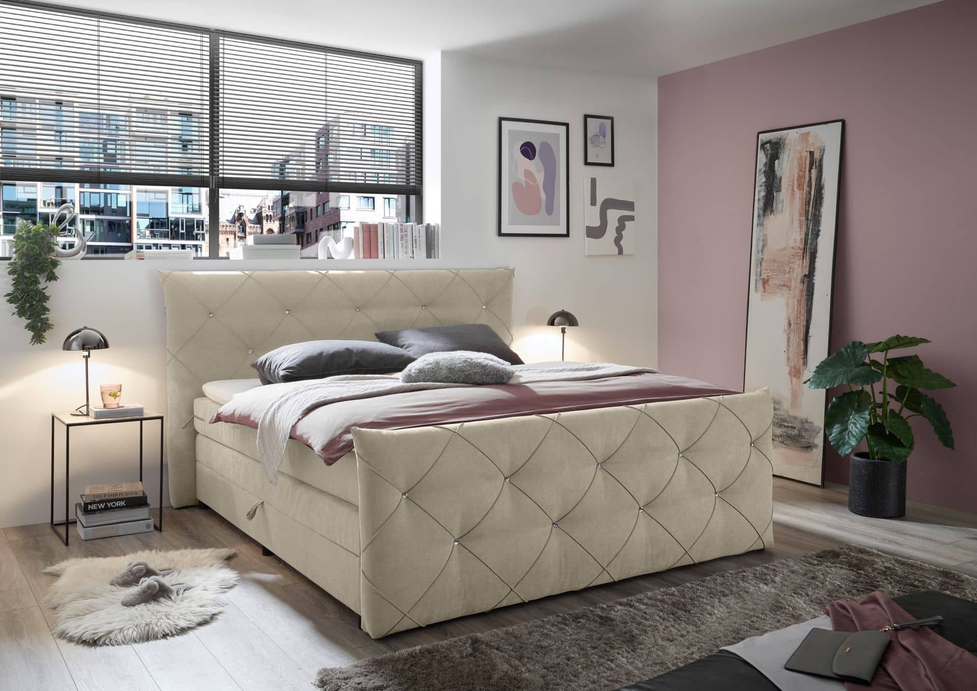 ED EXCITING DESIGN Boxspringbett Villano - inkl. Bettkasten, Gel-Topper und 7-Zonen-Matratze (Komplettbett inkl. Topper und Matratze), Stauraumbett, Topper inklusive, hoher Liegekomfort, federnde Matratze