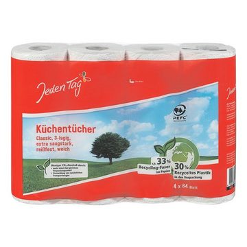 Jeden Tag Papierküchenrolle Classic (32-St), 3-lagig, weiß, extra saugstark, 64 Blatt/Rolle