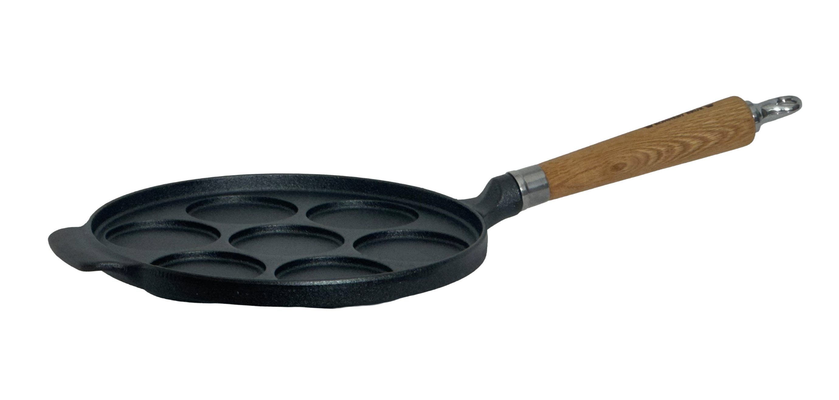 Ronneby Bruk Bratpfanne Maestro Minipfannkuchen-Pfanne, Ø 24 cm, mit Holzgriff, Gusseisen (1-tlg)