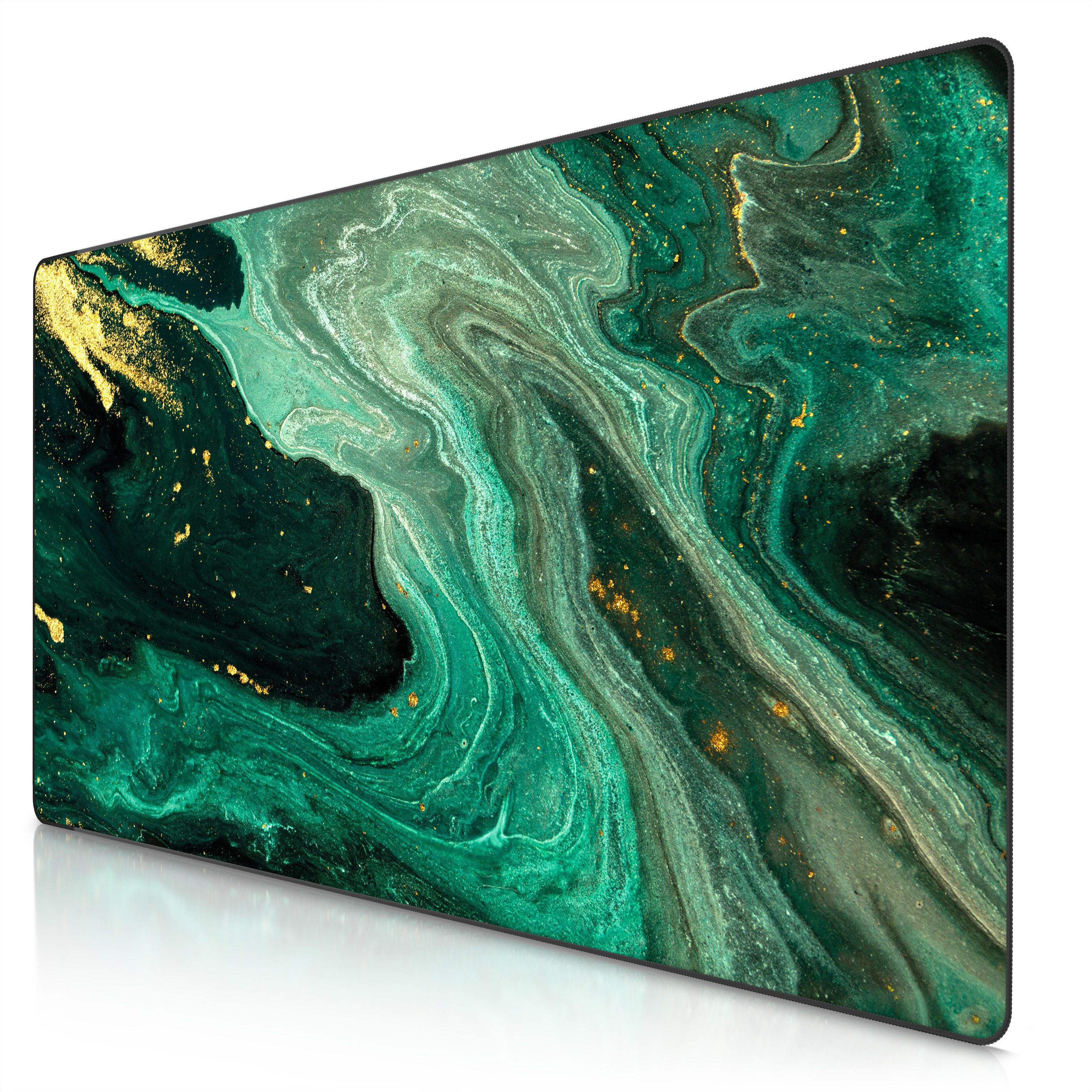 Titanwolf Gaming Mauspad XXXL Speed Mousepad 1200 x 600 x 3 mm, große Schreibtischauflage, rutschfest, abwaschbar, Geschwindigkeit & Präzision, Marmor Grün Gold