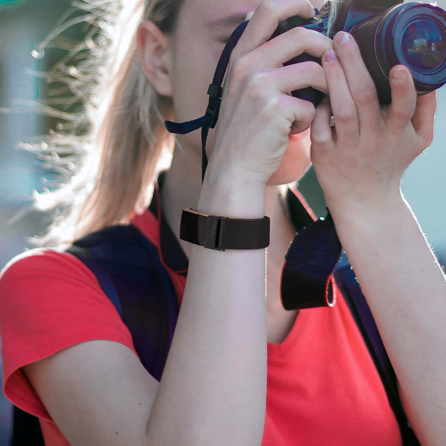Stück Uhrenarmband Armband 2 Elastische Charge zggzerg Fitbit Schwarz+Leopard Kompatibel für