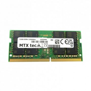 MTXtec 32GB Notebook SODIMM DDR4 PC4-25600, 3200MHz 260 pin CL21 Laptop-Arbeitsspeicher
