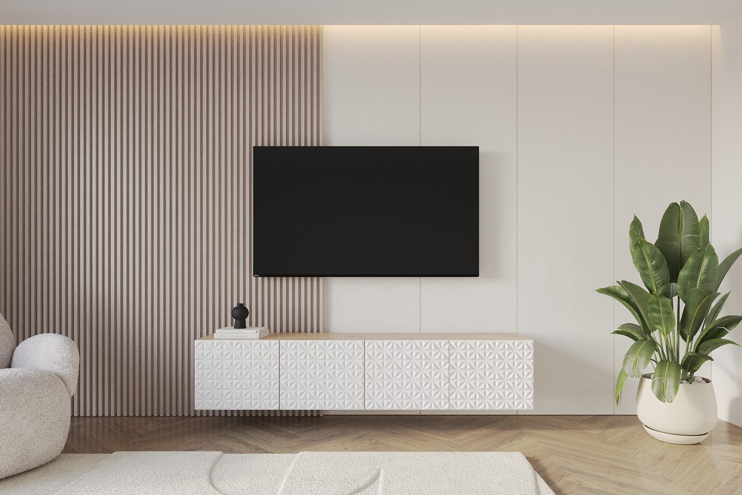 ALTDECOR Lowboard VIRA (2 St., TV-Schrank, TV Möbel, TV Cabinet, Fernsehtisch hängend 2x100cm), Fernseher schrank, TV Kommode, TV Tisch, TV Sideboard, TV Boar