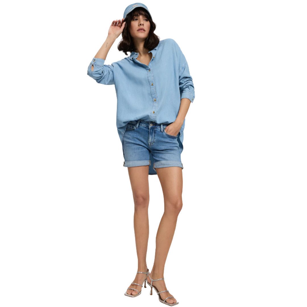 CROSS JEANS® Jeansshorts Zena A514-076 / 077 Light Mid Blue oder Dark Blue 5-Pocket Style