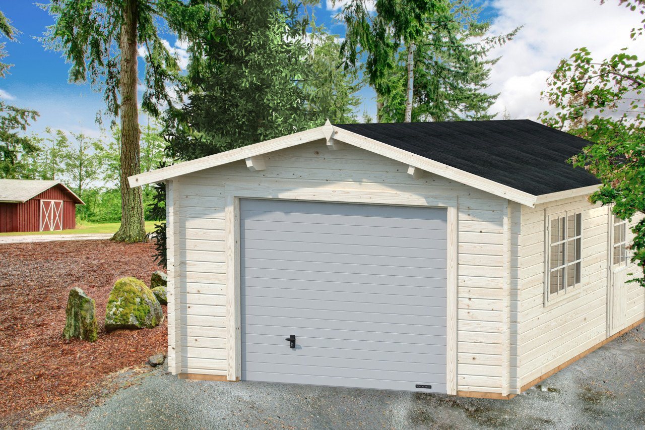 Thumbnail - Palmako Garage Holzgarage Roger 19,0 mit Sektionaltor farblos, Einzelgarage aus Holz