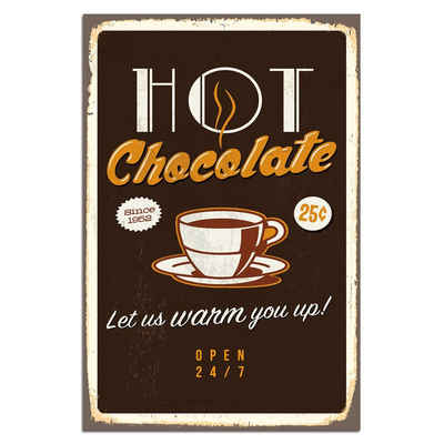queence Metallschild Hot Chocolate - Let us warm you up!, 30x45x0,1 cm