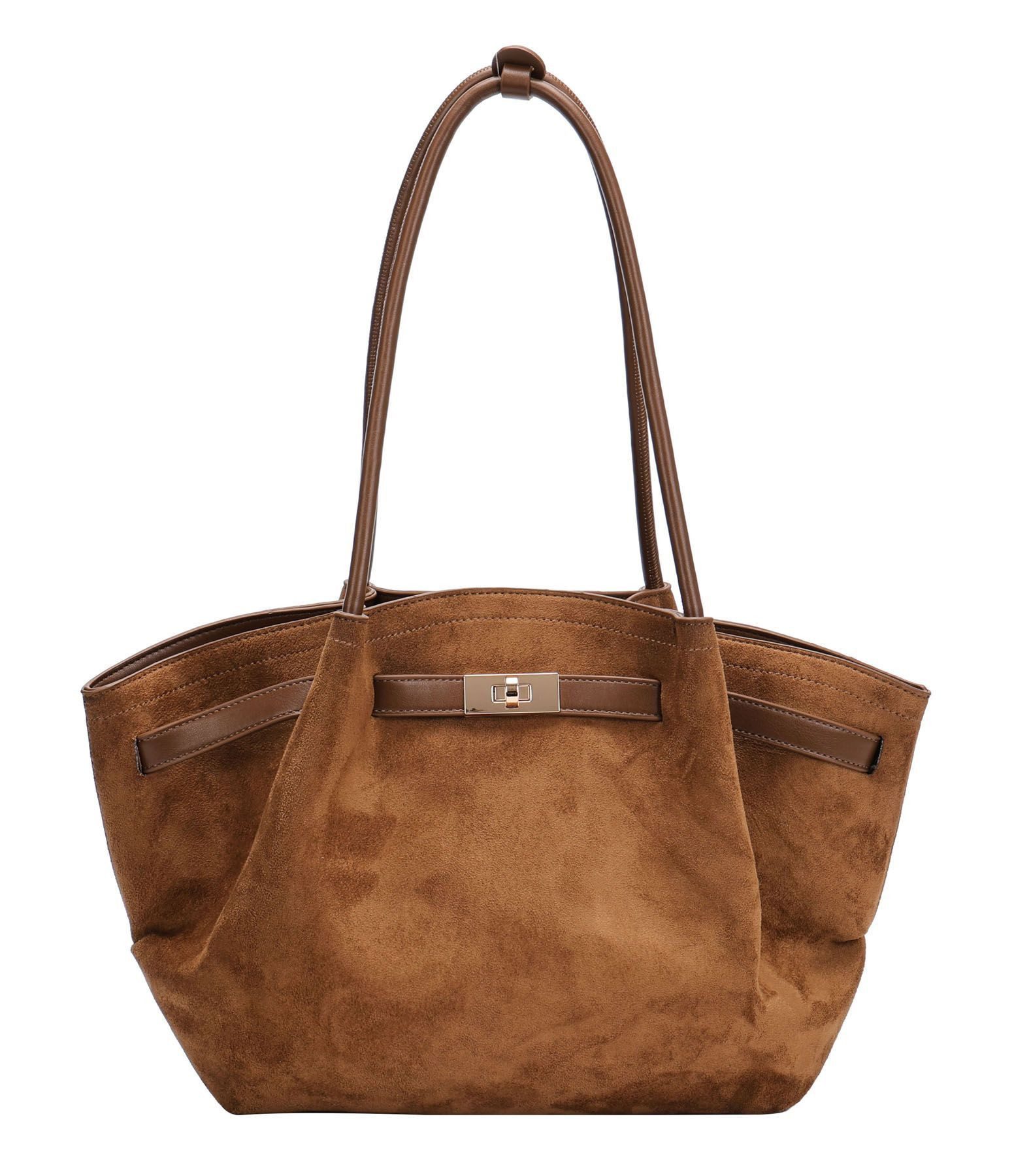 ITALYSHOP24 Schultertasche Damen Tasche Tote Bag Samt Shopper Handtasche Wildleder Optik Business, Umhängetasche Damentasche Henkelasche Workbag Velours-Look Freizeit