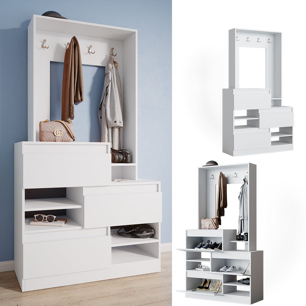 Vicco Garderoben-Set Evia, Weiß, 100 x günstig online kaufen