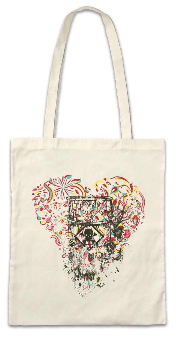 Beuteltasche Toxic Ornament Heart Stofftasche Tattoo Artist Skull Skulls Schädel