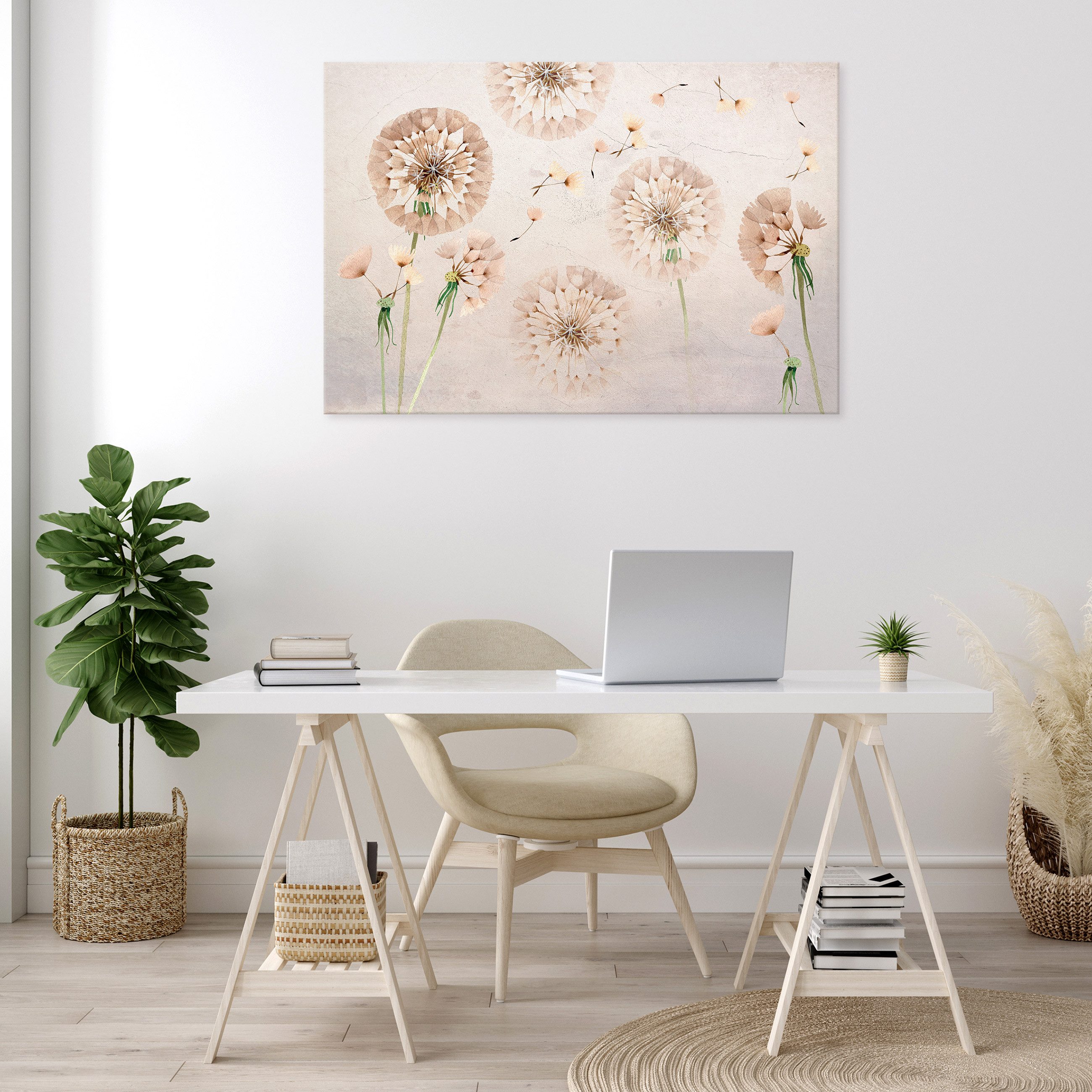 Wallarena Leinwandbild Blumen - Mehrfarbig - Elegant - Schlafzimmer, Blumen, 100x75x3cm