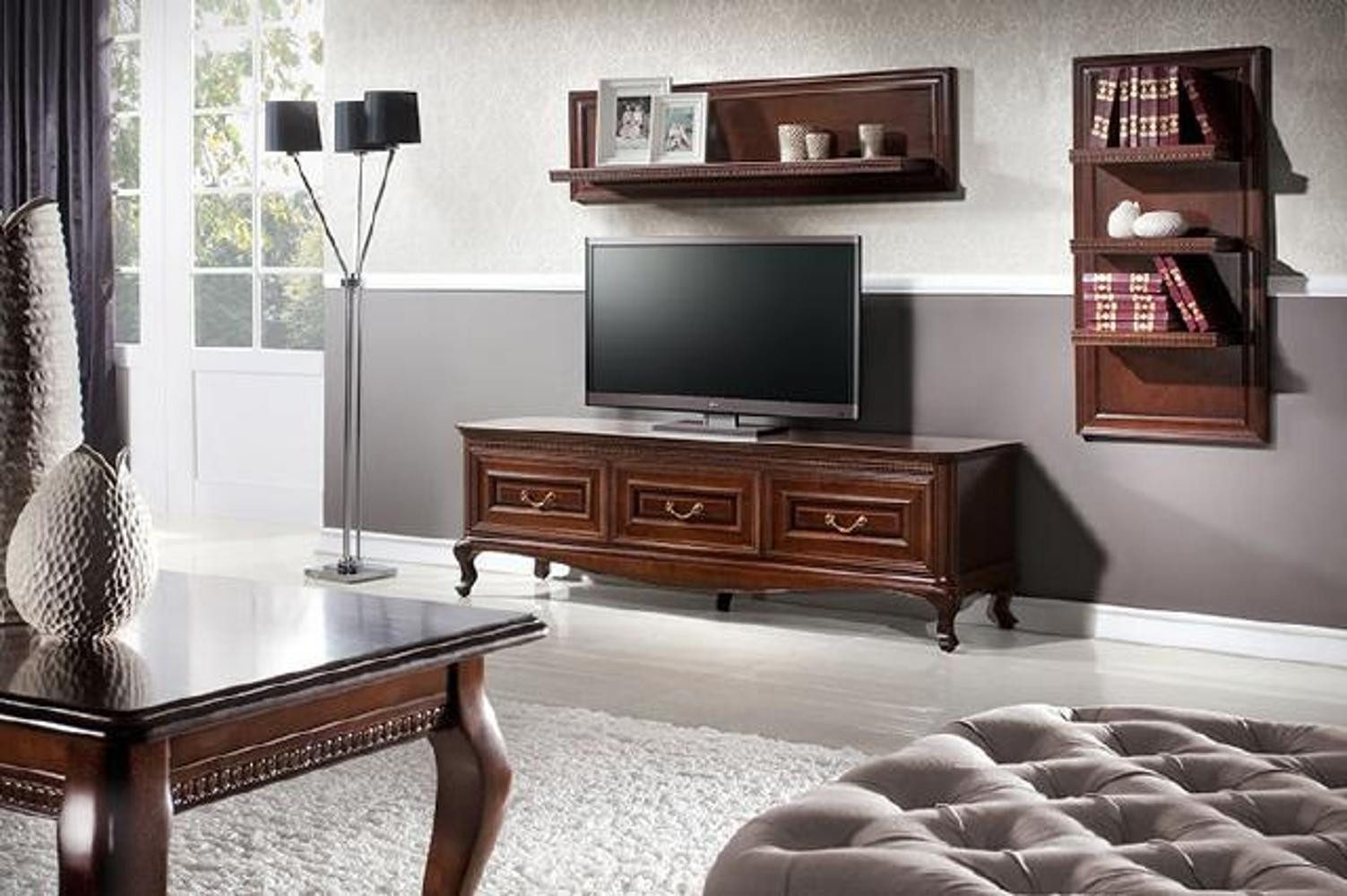 Xlmoebel Wohnwand Wohnzimmer-Set im klassischen Stil mit Couchtisch TV-Tisch Regal, (Couchtisch / RTV / 2x Regal), Hergestellt in Europa