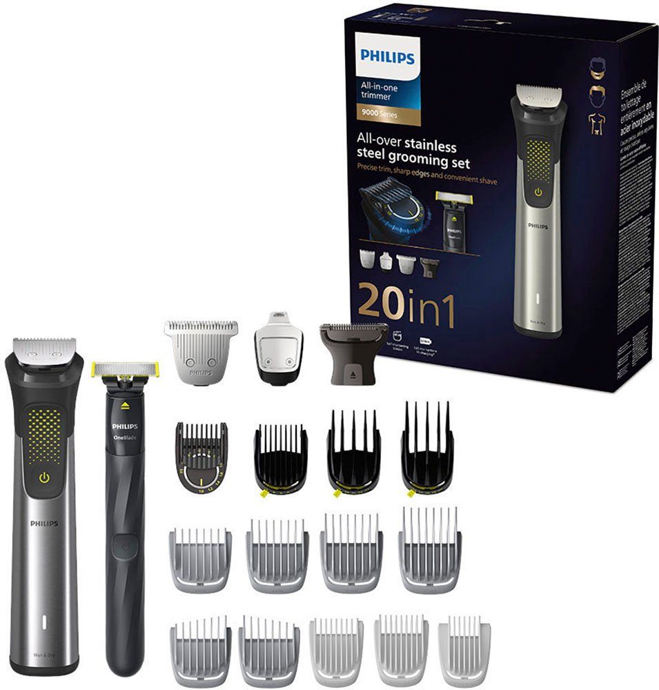 Series Trimmer, Körper und 9000 Philips Kopfhaare 20-in-1 Gesicht, MG9553/15, Multifunktionstrimmer für All-in-One