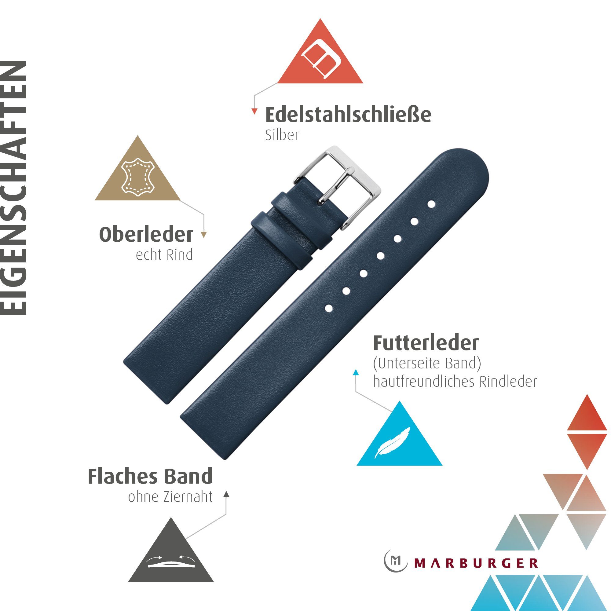 MARBURGER Uhrenarmband 22mm Leder günstig online kaufen