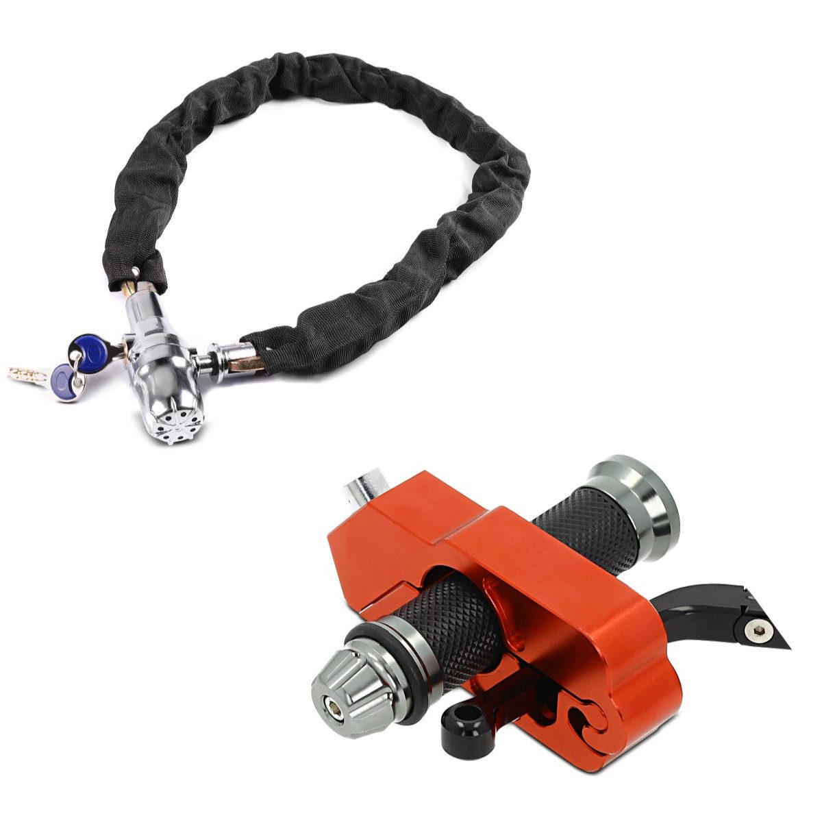 Tourtecs Sitzbank Set Alarm Kettenschloss + Bremshebelschloss S1