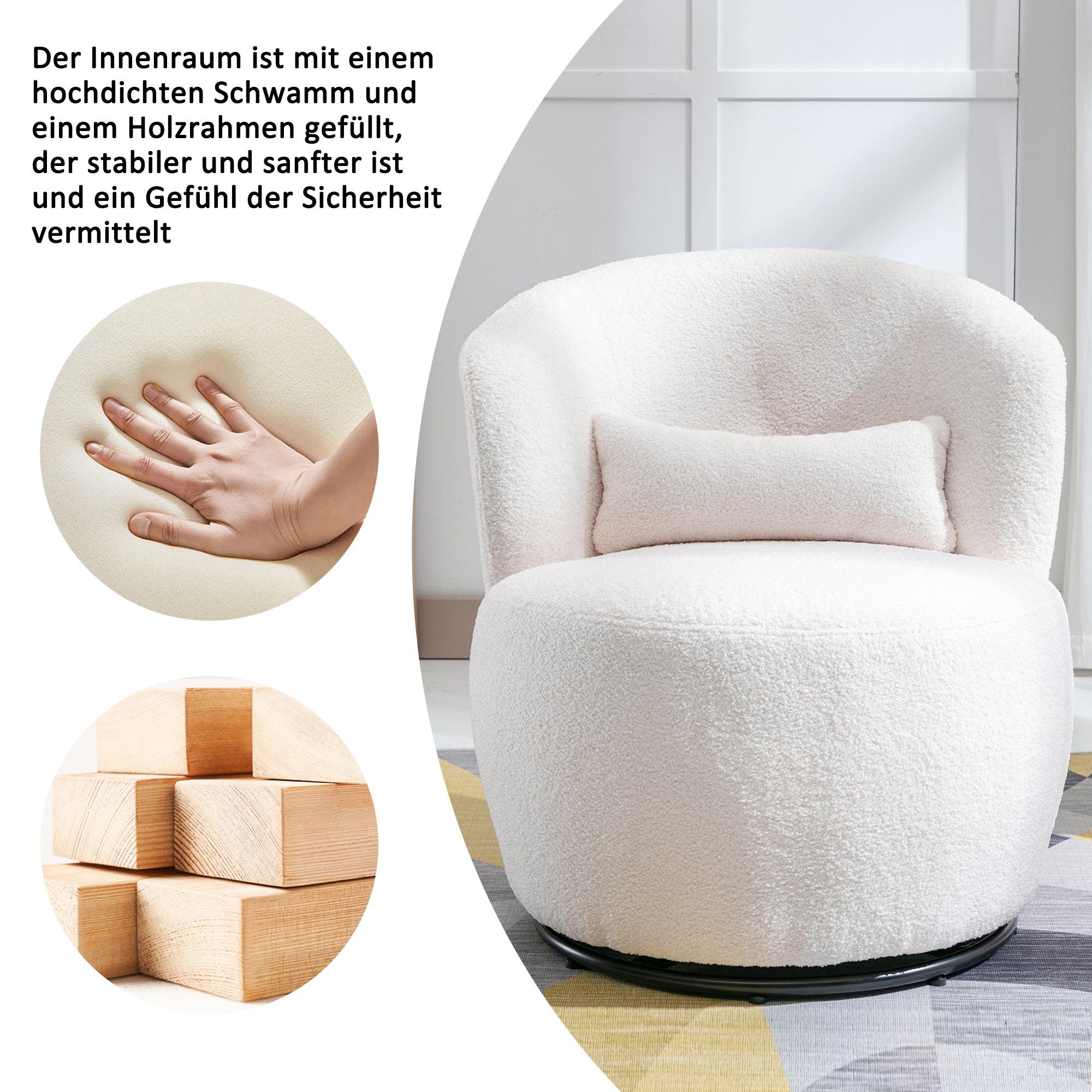 Merax Drehsessel, mit Teddyplüsch Bezug,360° drehbar,Relaxsessel günstig online kaufen
