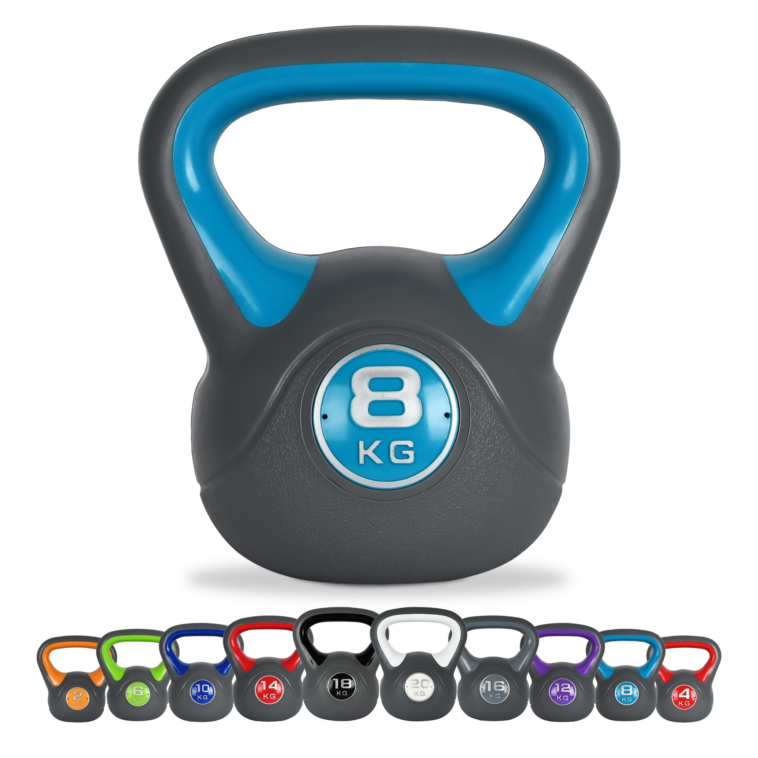 8 Kg - MSports® Kettlebell Kettlebell Blau Kunststoff