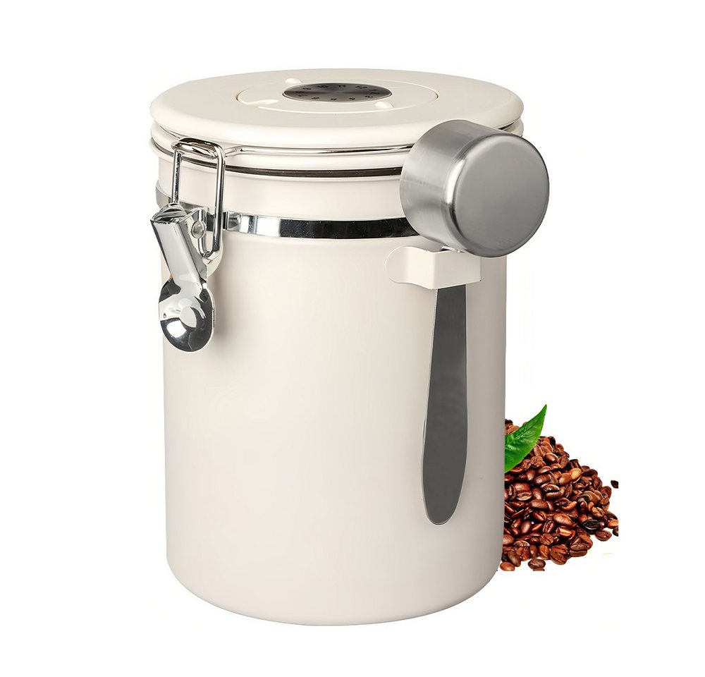 GLIESE POWER Kaffeedose luftdicht – Kaffeebehälter 1,8 L aus Edelstahl, 304 Edelstahl, CO2-Ventil, Datumsrad, 1,8 L, BPA-frei
