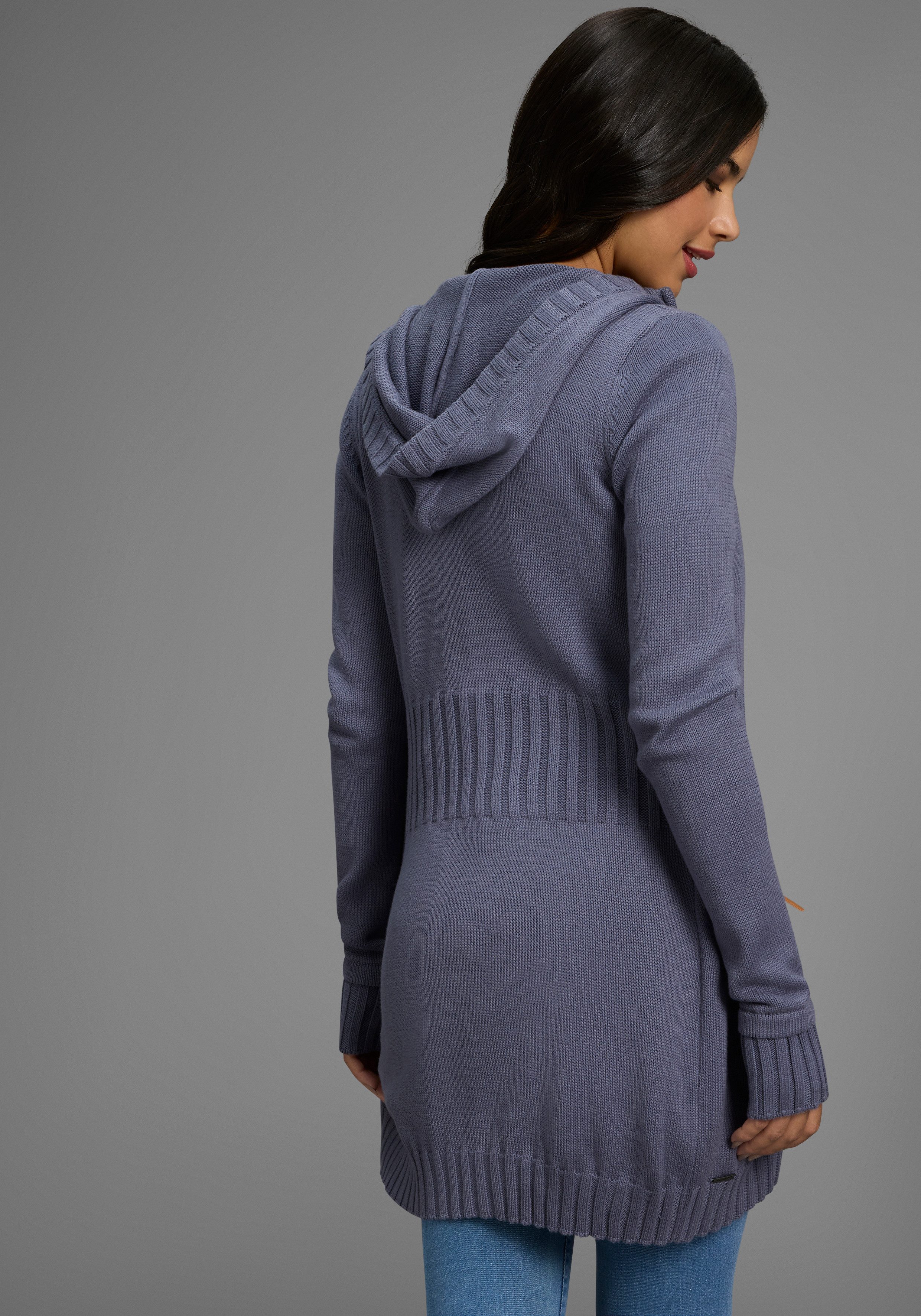 KangaROOS Kapuzenstrickjacke in schmeichelnder Longform günstig online kaufen