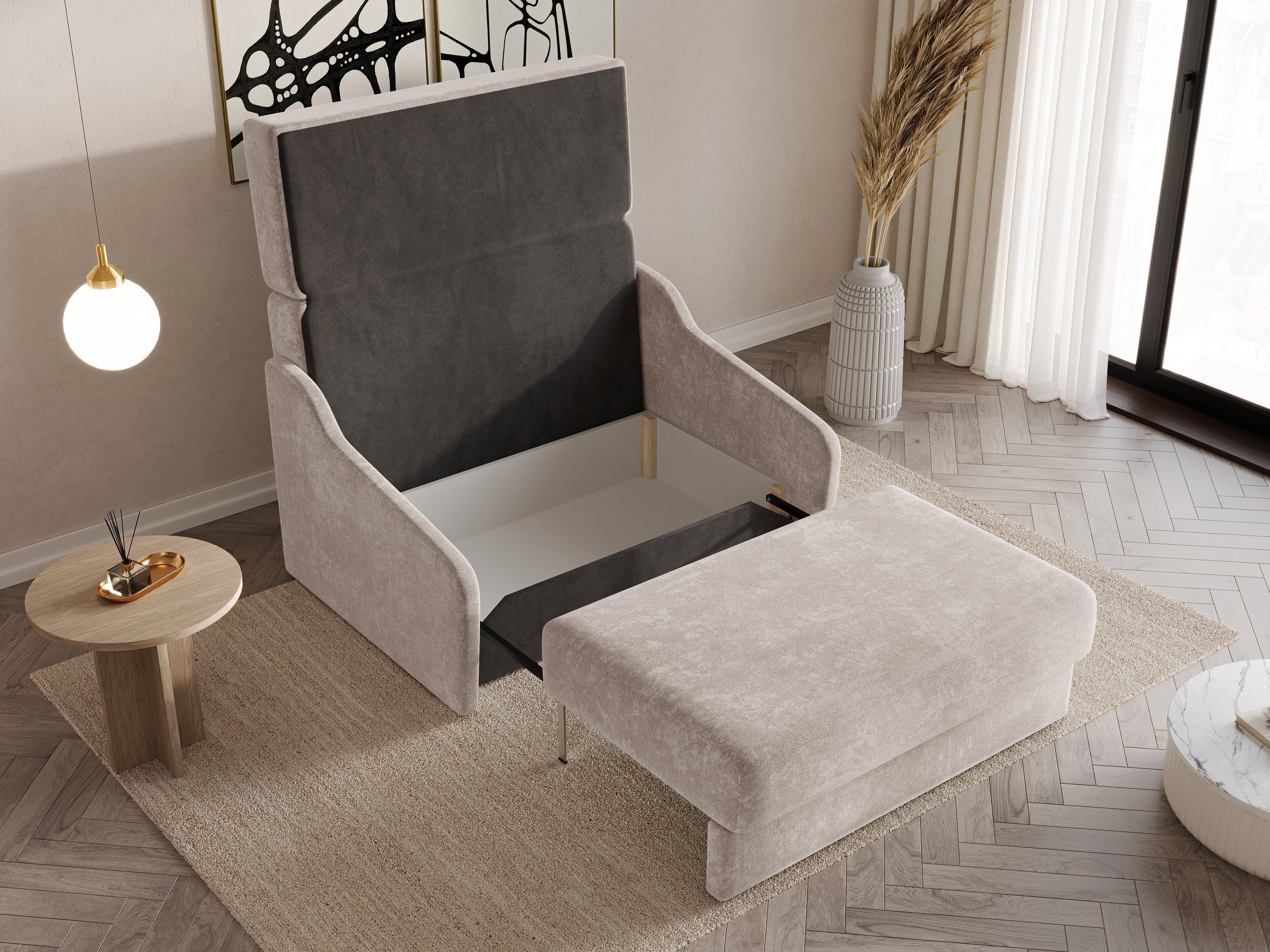 MOEBLO Schlafsofa FLY 120, Kindersofa mit Bettkasten & Schlaffunktion – Modernes Schlafsofa aus Chenille-Stoff VIBE, Ausziehbares Gästebett, Couch für Wohnzimmer & Gästezimmer, Maße (BxHxT: 135x90x115 cm)