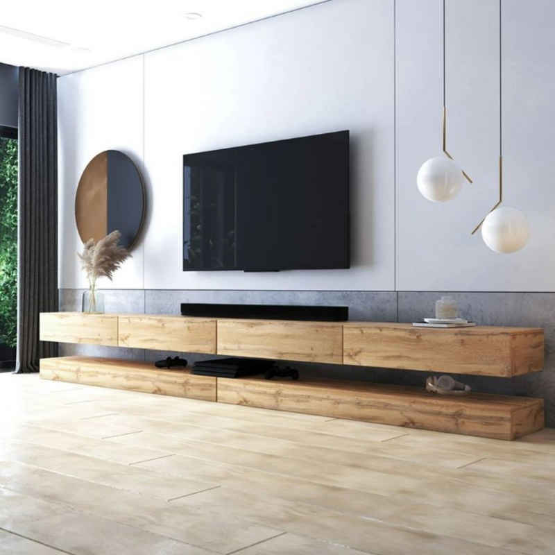 DB-Möbel Lowboard TV-Lowboard Space Double Schrank 2x140 cm breit