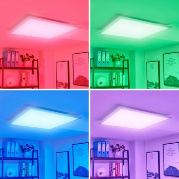 Arcchio LED Panel Tinus, dimmbar, LED-Leuchtmittel fest verbaut, Farbwechsel RGB + weiß, Modern, Kunststoff, Metall, Aluminium, weiß, 2 flammig, inkl.