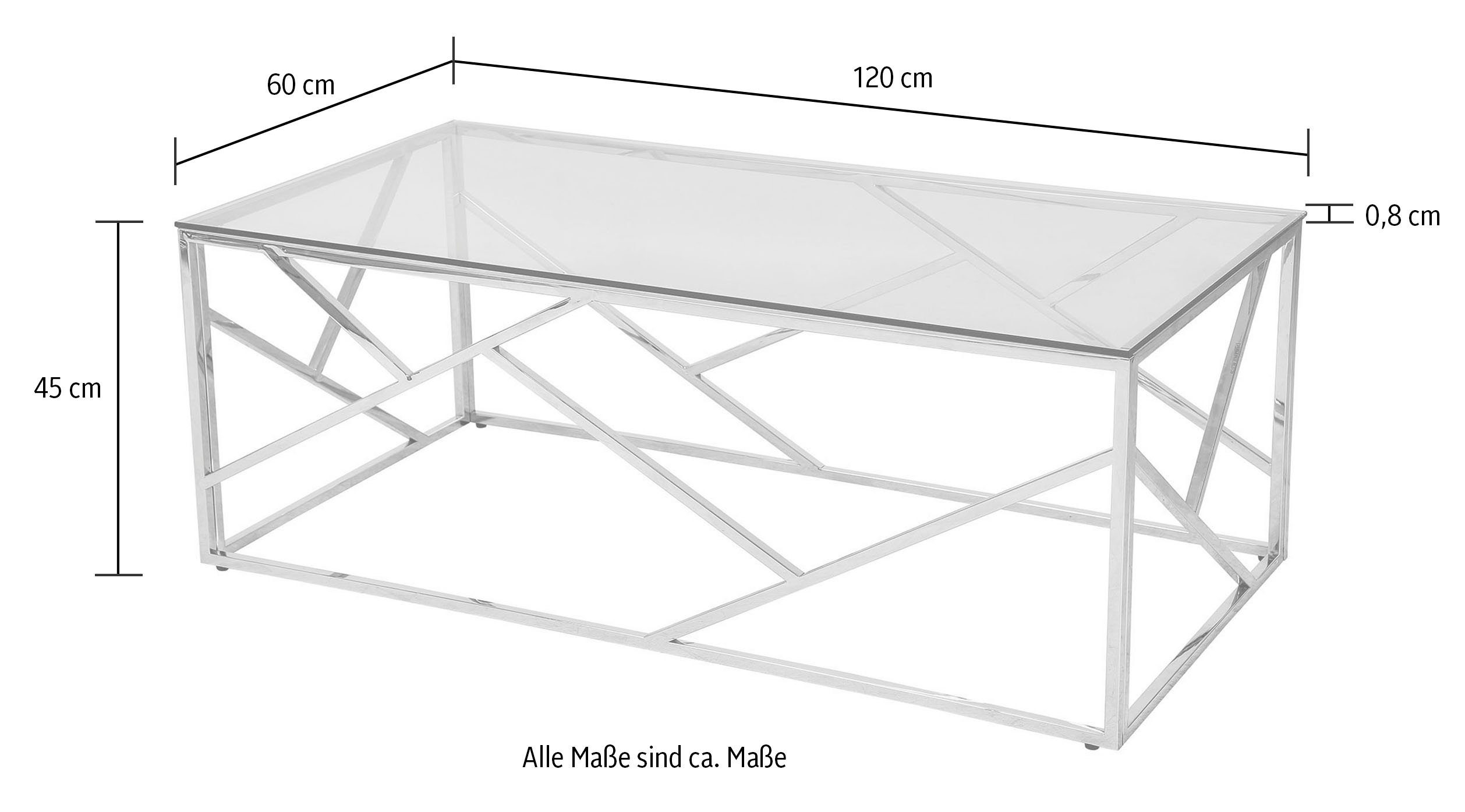 SalesFever Couchtisch Glastisch mit stilvoller Eleganz, Edelstahlgestell - günstig online kaufen