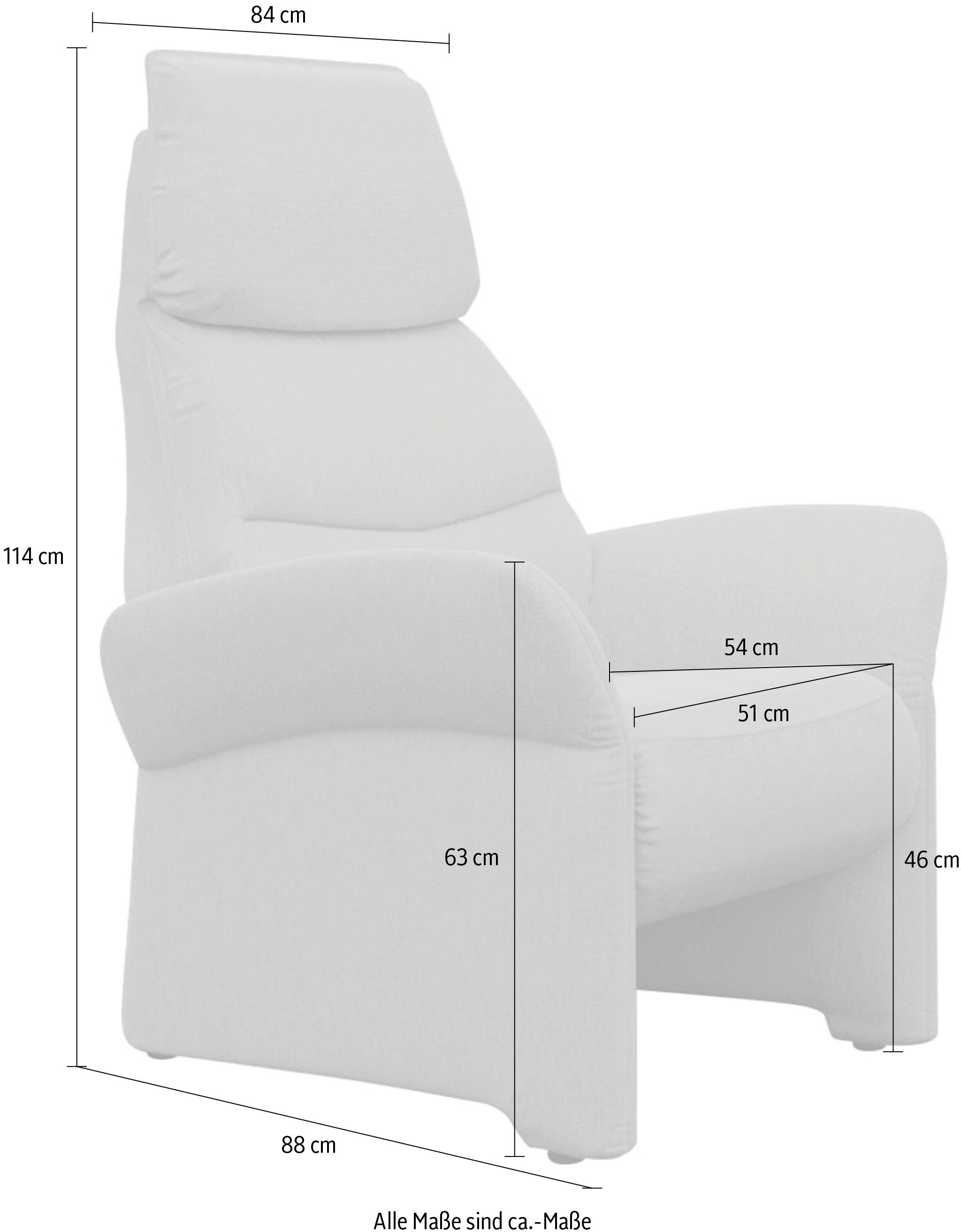 ADA trendline Relaxsessel in optional XBO M, Liegefläche Savin, 180cm, weiß mit verstellbar, 1 Größe Aufstehhilfe