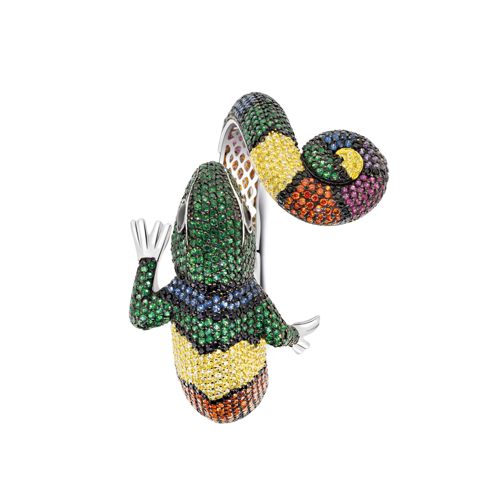 Seinerzeit FLORA & FAUNA Silberarmband Theo Chamäleon Armreif, Schmuck aus 925 Sterling Silber (Von der farbenprächtigen Welt des Dschungels inspirierter Damenschmuck mit liebevoll gestaltetem exotischem Tiermotiv – ein besonderer Begleiter im Alltag und zu besonderen Anlässen, 1-tlg., inkl. Geschenkverpackung für Frauen ob Freundin, Mutter, Ehefrau, Oma), rhodiniert, vergoldet, geschwärzt und Zirkonia-Steinen