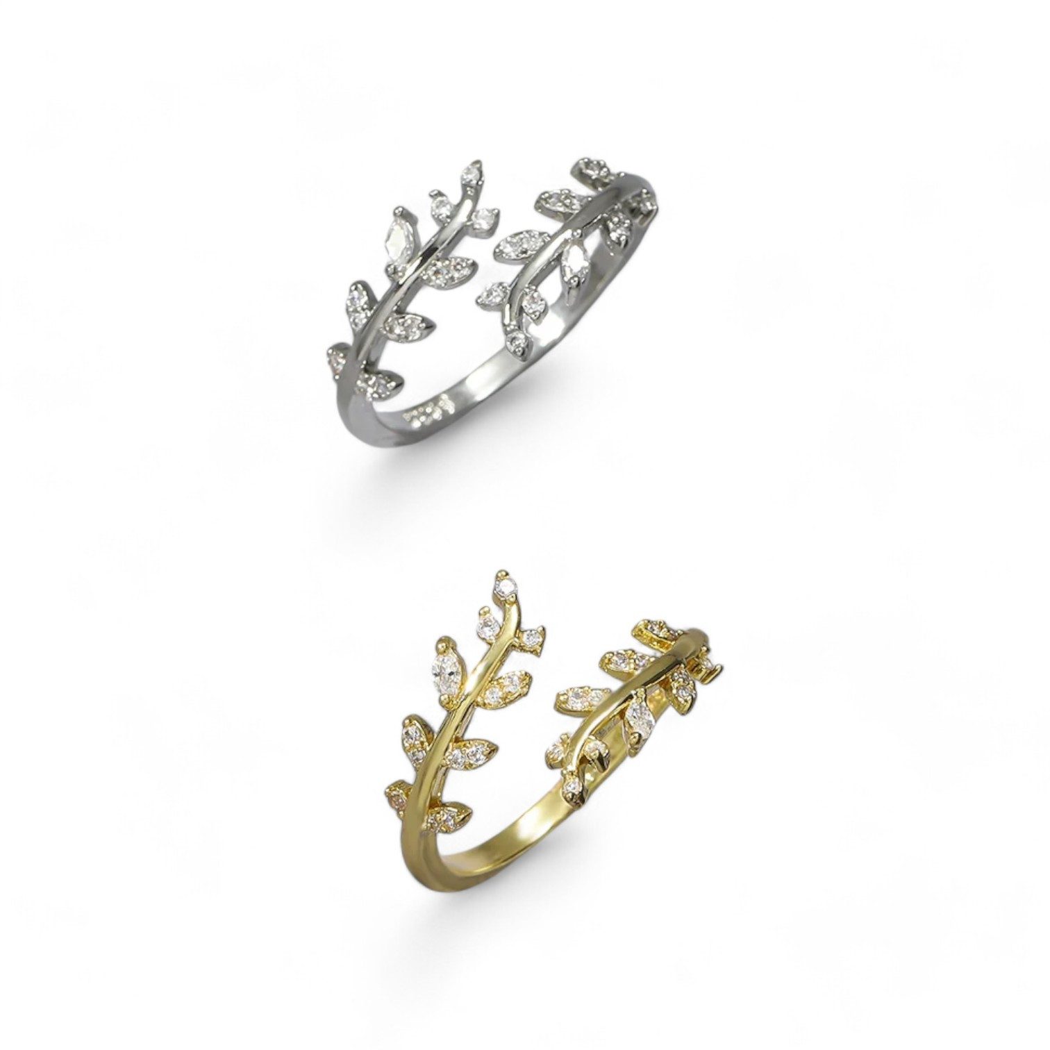 Eyecatcher Silberring 925 Sterling Silber Blätter Ring mit Zirkonia, Größen günstig online kaufen