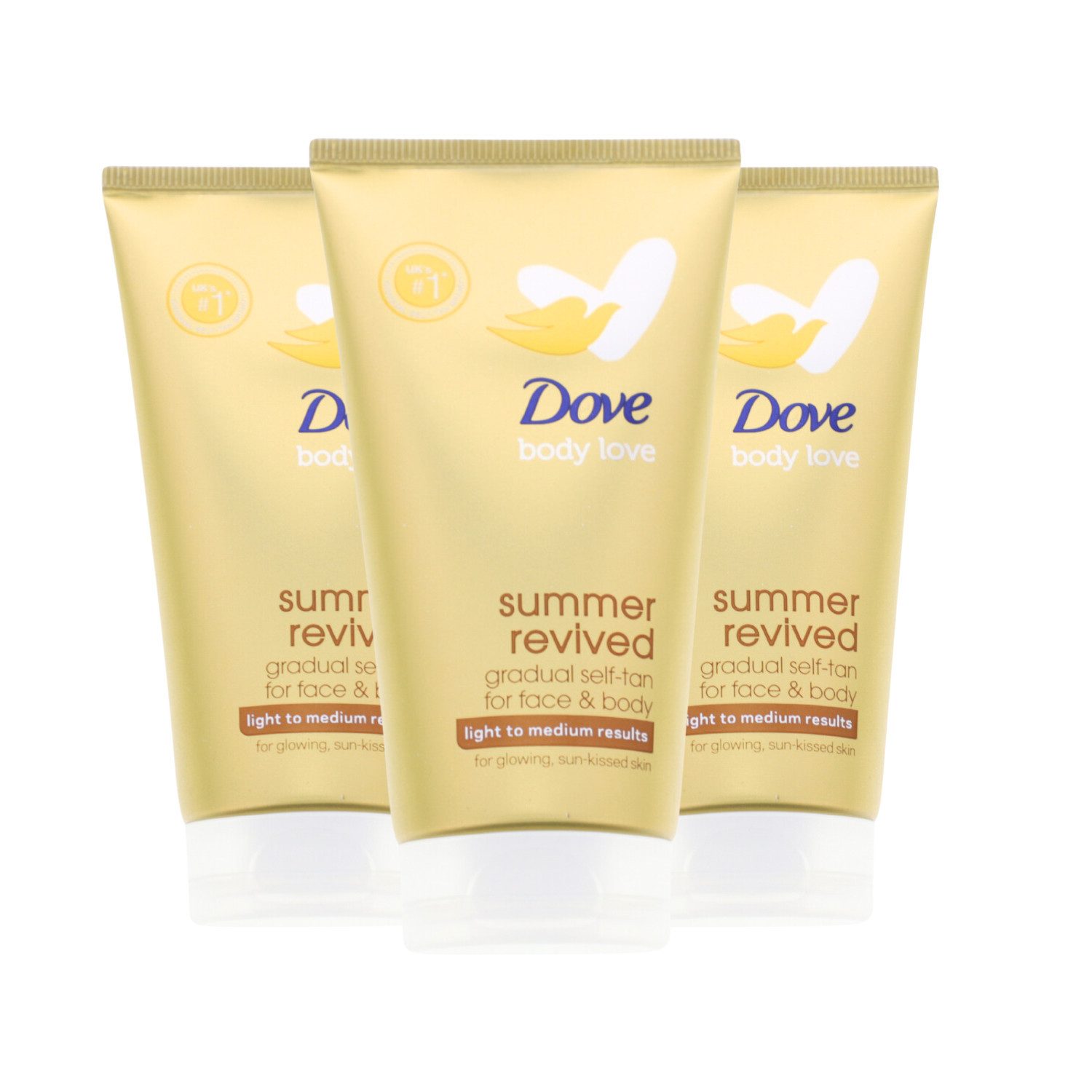Selbstbräunungsöl 3 x Dove Summer Revived Selbstbräuner Milch Lotion für Gesicht und Kör