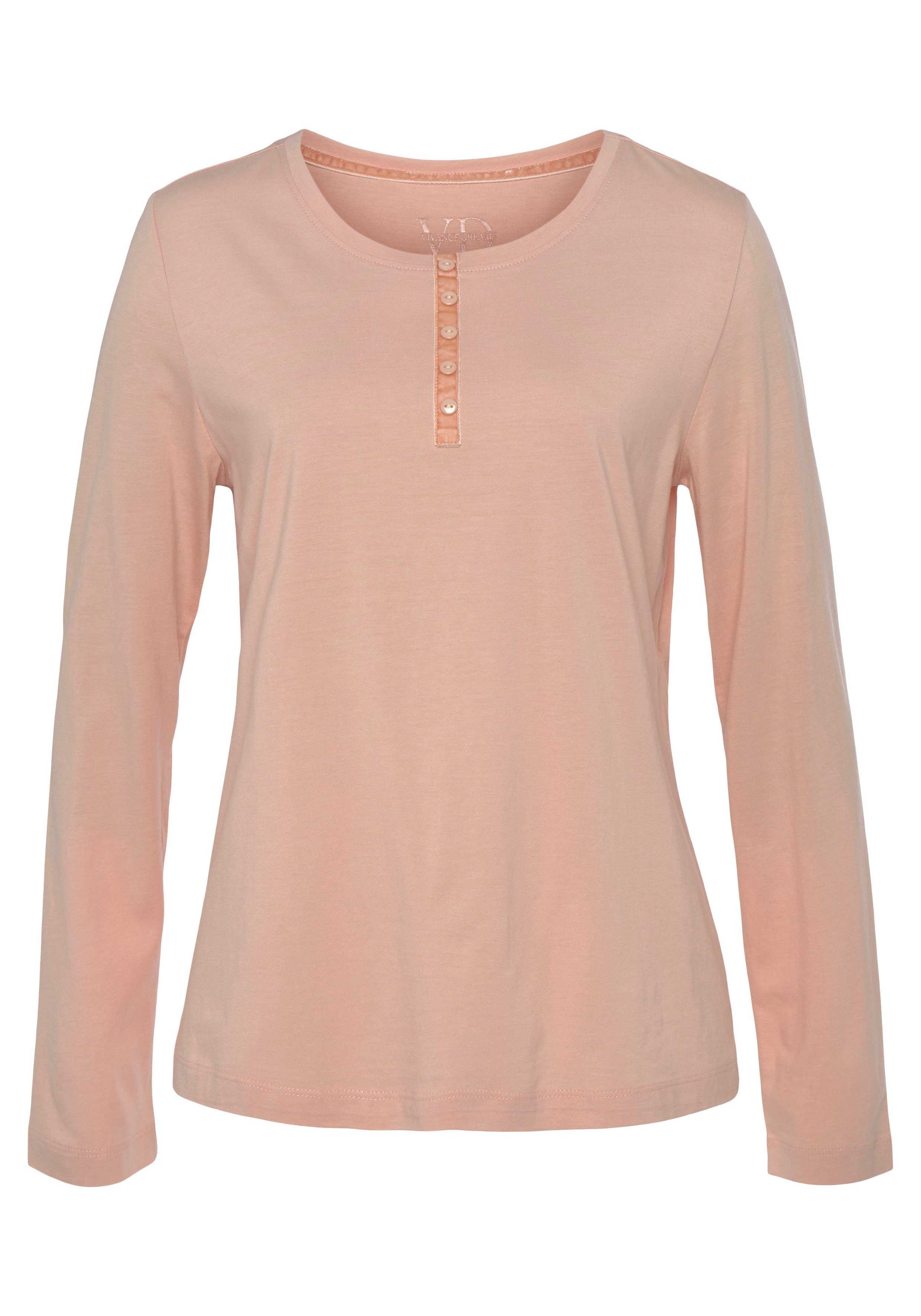 Vivance Dreams Pyjamaoberteil mit Velvet-Knopfleiste günstig online kaufen