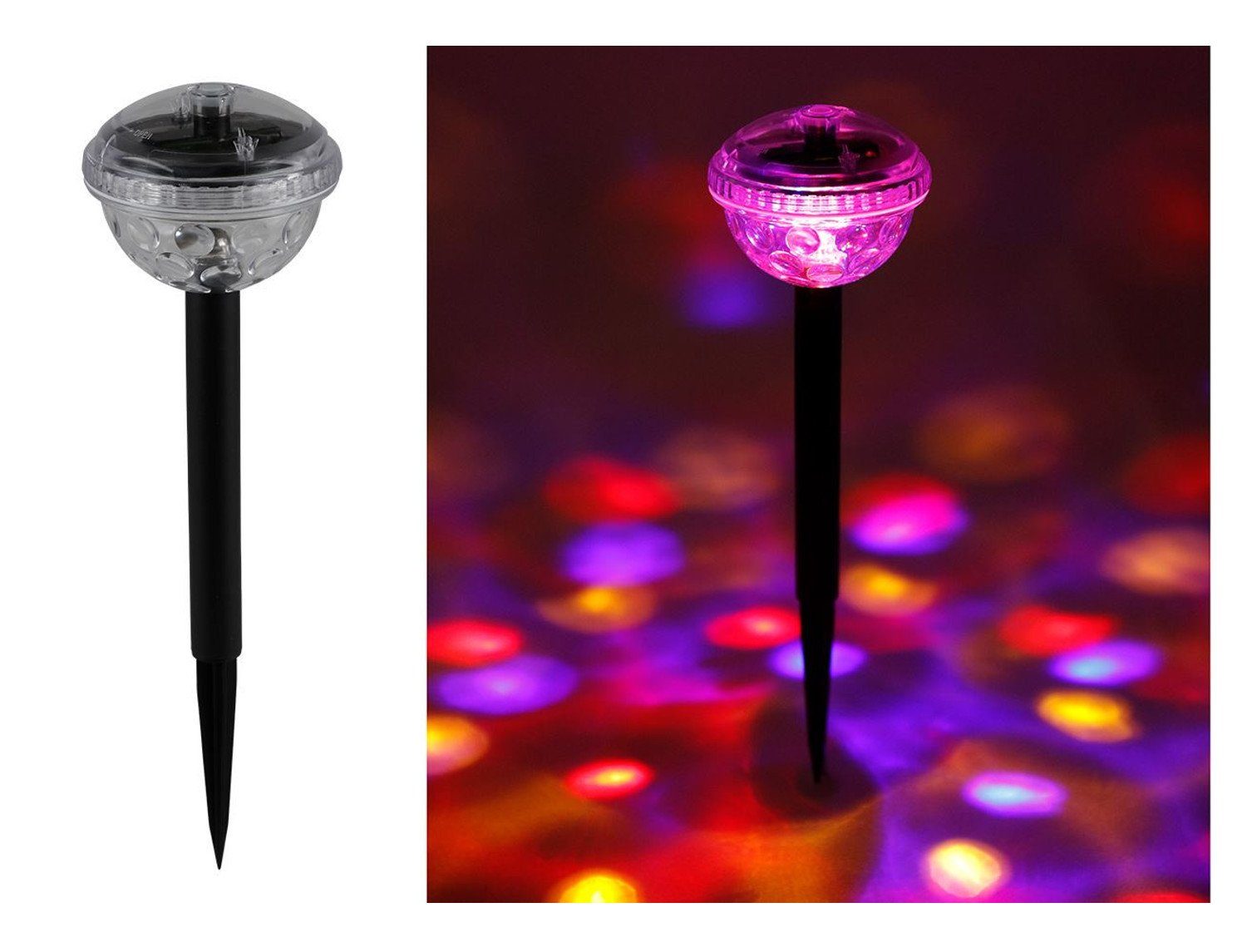 BURI LED Dekolicht Solar-Partylicht mit 4 bunten LEDs Partyleuchte Discokugel Partylampe