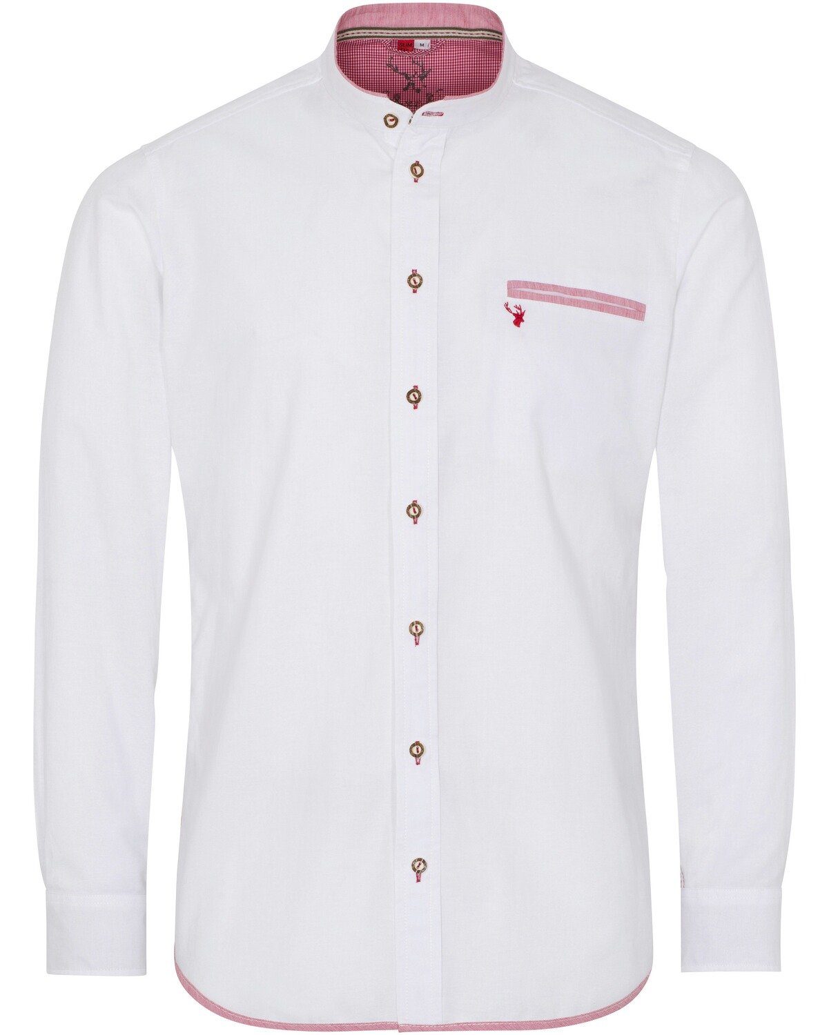 Spieth & Wensky Trachtenhemd Oxfordhemd Nori Slim Fit Weiß/Rot
