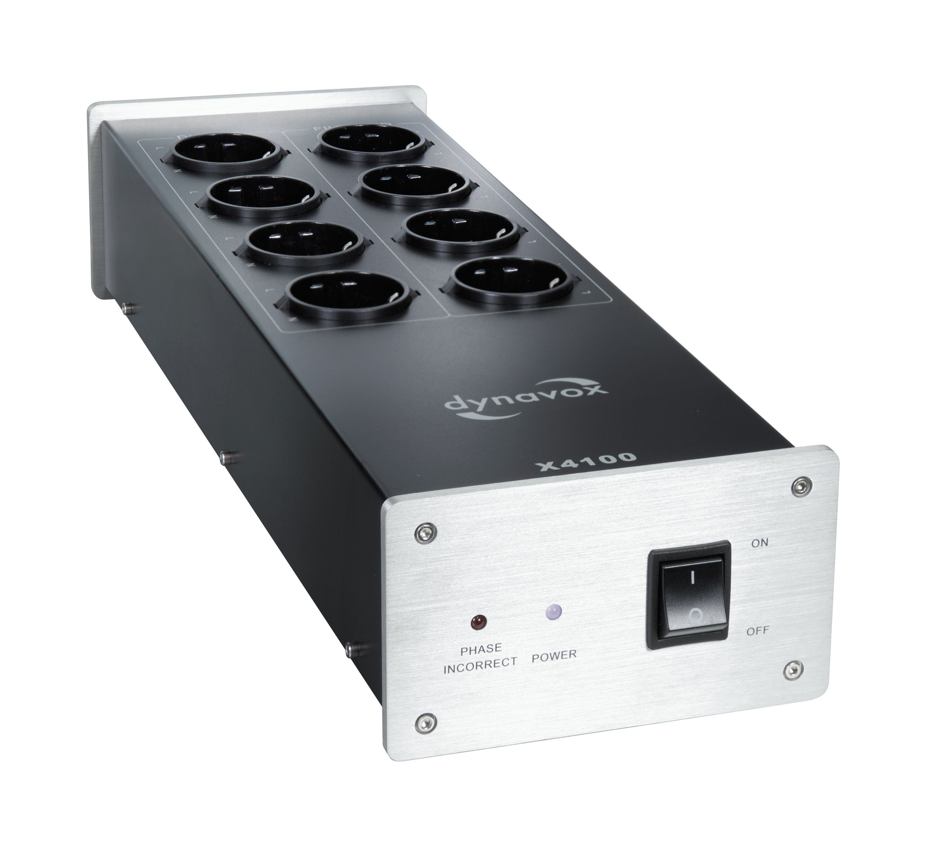 Dynavox X4100 Mehrfachsteckdose 8-fach (Kabellänge 1.5 m), Hifi-Netzfilter, mit LED-Kontrollleuchte für korrekte Phasenlage