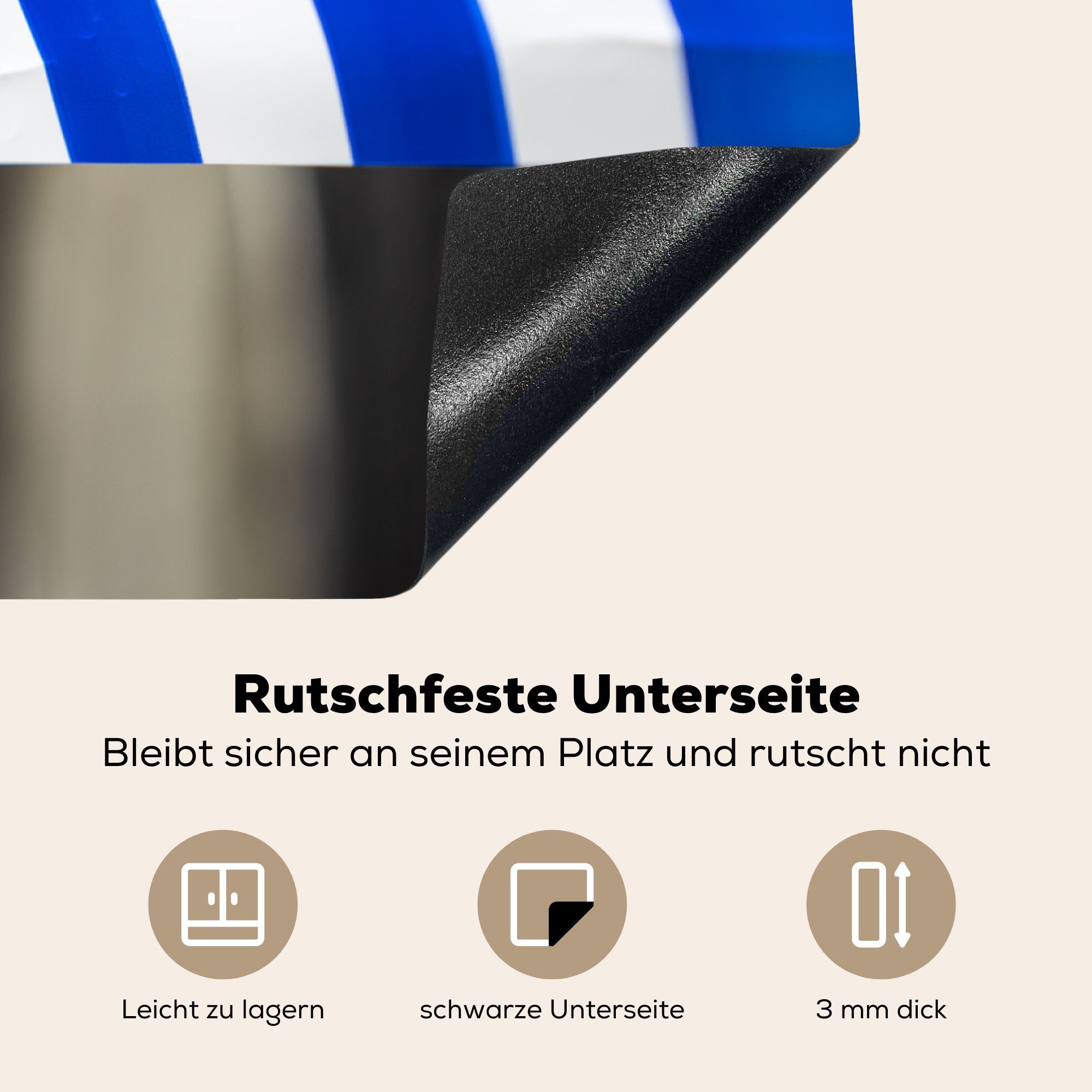 küche, für Herdblende-/Abdeckplatte Ceranfeldabdeckung Schutz 81x52 Vinyl, tlg), Induktionskochfeld cm, die (1 MuchoWow Polizei-Reifen,